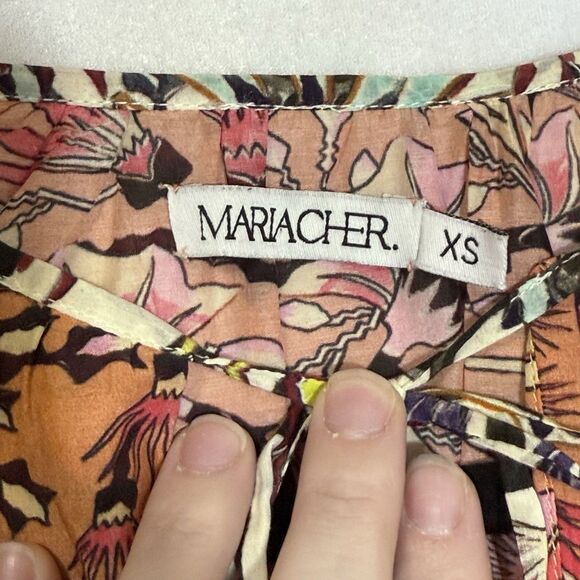 Maria Cher  Humahuaca Karly Lace-Up Orange Floral Boho Minidress Size XS Pockets - Picture 3 of 12